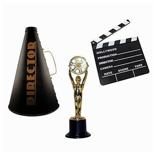Windy City Novelties Hollywood Directors Party Kit Includes Directors Megaphone + Clapboard + Award Trophy