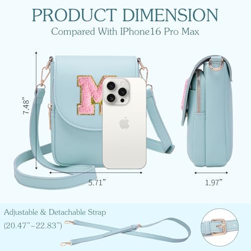 Image of Viverte Crossbody Purse for Teen Girls Small Initial Cell Phone Toddler Purse Leather Triple Compartment Crossbody Bags
