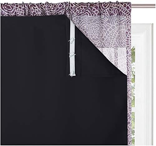KGORGE Blackout Window Curtain Liner - 100% Light Block Panels Heat Insulated Lined Curtains Rod Pocket Darkening Drapery Liners, Bonus Hooks (2 Pcs, Wide 27 x Long 60 inches Each, Black)