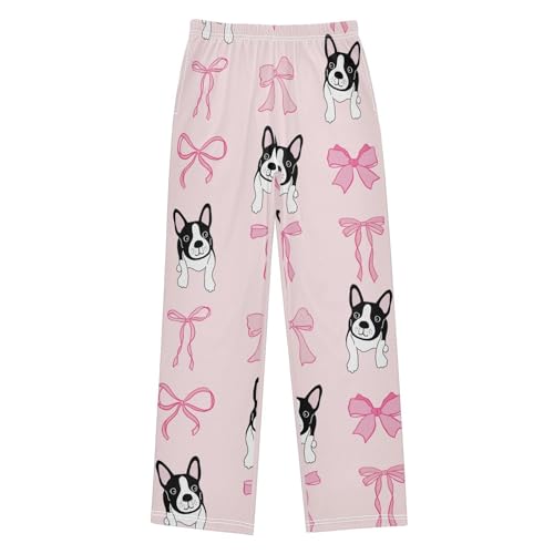 Bulldog and Bow Boys Pants Boys Athletic Pants Long Pant for Boywith Pockets Wide-Leg Size 6-14Y
