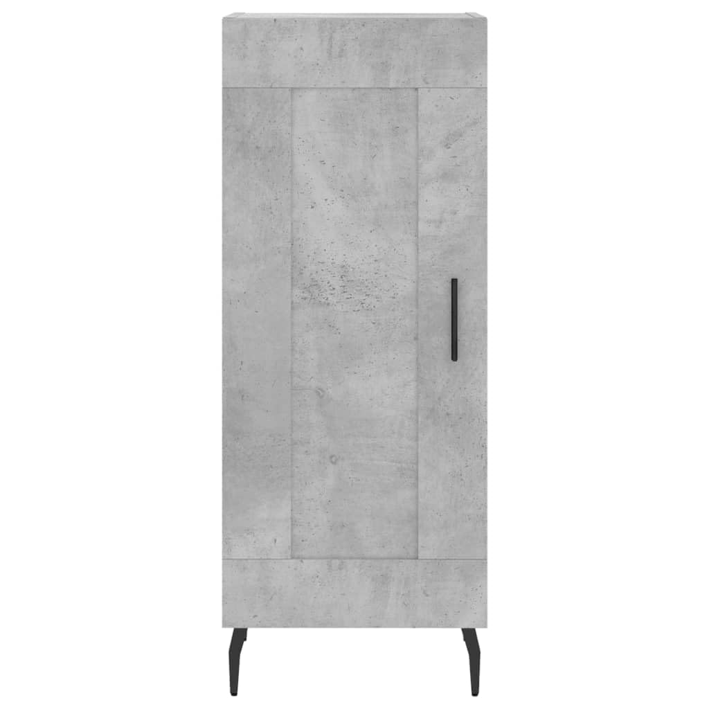 Générique Bufet wysoki szary beton 34,5x34x180 cm z drewna inżynieryjnego, wysoka szafka z metalowymi drzwiami i nogami, duża przestrzeń do przechowywania do organizacji codziennych niezbędnych rzeczy