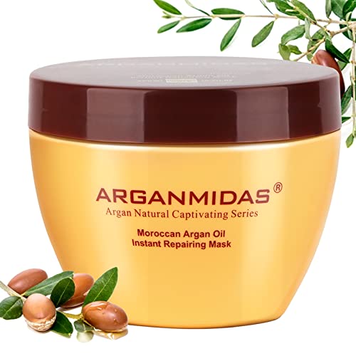 Hair Mask For Dry Damaged Hair Treatment, Arganmidas Moroccan Argan Oil Hair Instant Repairing Mask Moisturizing, Deep Conditioner Hair Treatment Mask For Curly, Dye, Split End, Bleached And Color Treatment Hair, 10.2 Fl Oz #TOP2