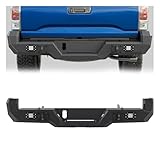 ECOTRIC Rear Bumper W/Step Plate, 2x 18W LED Lights Compatible with 2016-2023 Toyota Tacoma Full Width Pickup Trucks