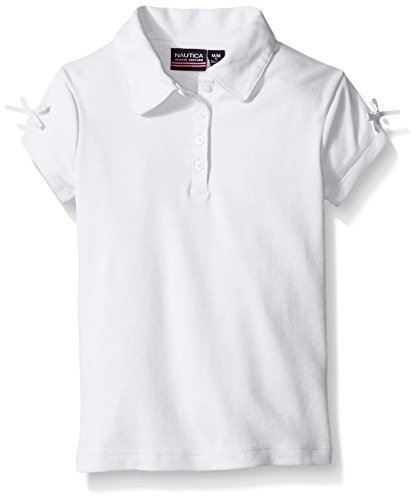 Nautica Girls' Short Sleeve Polo with Bow At Sleeve