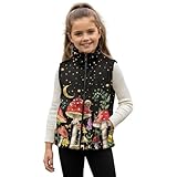 Sriogotsuo Mushroom Flower Kids Sleeveless Vest 1-2 Year Comfortable Elastic Children Zipper Vest Fashion Stylish Fall Winter Warm Outerwear with Pockets