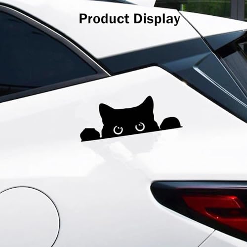 Image of Funny Car Stickers, Waterproof Peeking Sneaky Cat Sticker, Self-adhesive Cute Black Cat Decals, 5.5 inch x 2 inch Curious Peeking Kitty Cat Decal for Cars, Trucks, Window, Laptop, Wall (Black)