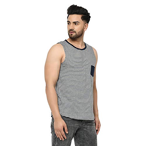 Image of RIGO Men's Striped Slim Fit Vest (SD02201038 Grey