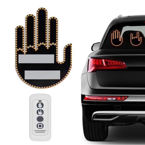 Car Finger Light with Remote Control, Funny LED Gesture Hand Lighting with 3 Modes, Window Sign Light Warning Reminder for Women and Men, Cool Car Gadgets Truck...