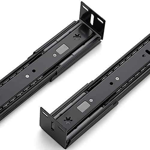 Image of 5 Pairs - 10 Pack Black Heavy Duty Rear Mount Brackets for Soft Close Cabinet Drawer Slides, Metal Replacement Part for Full Extension Ball Bearing Side Mount Drawer Track Guide
