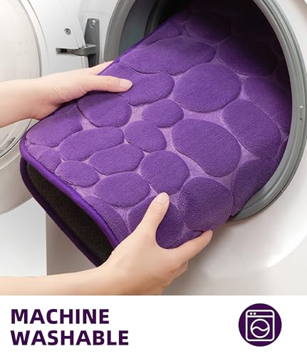 YIHOUSE Memory Foam Bath Mat Cobblestone Bathroom Rugs Super Water Absorbent Bath Mats for Bathroom Machine Washable Bath Rugs(17 x 24,Eggplant) - image 6
