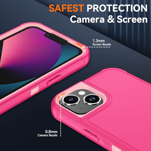 Image of SunStory Compatible with iPhone 12 Mini / 13 Mini Case with HD Screen Protector, 3-Layer Heavy Duty Full-Body Cover,3 in 1 Hybrid Protective Case for iPhone 12 Mini / 13 Mini 5.4 inch,PinkRed