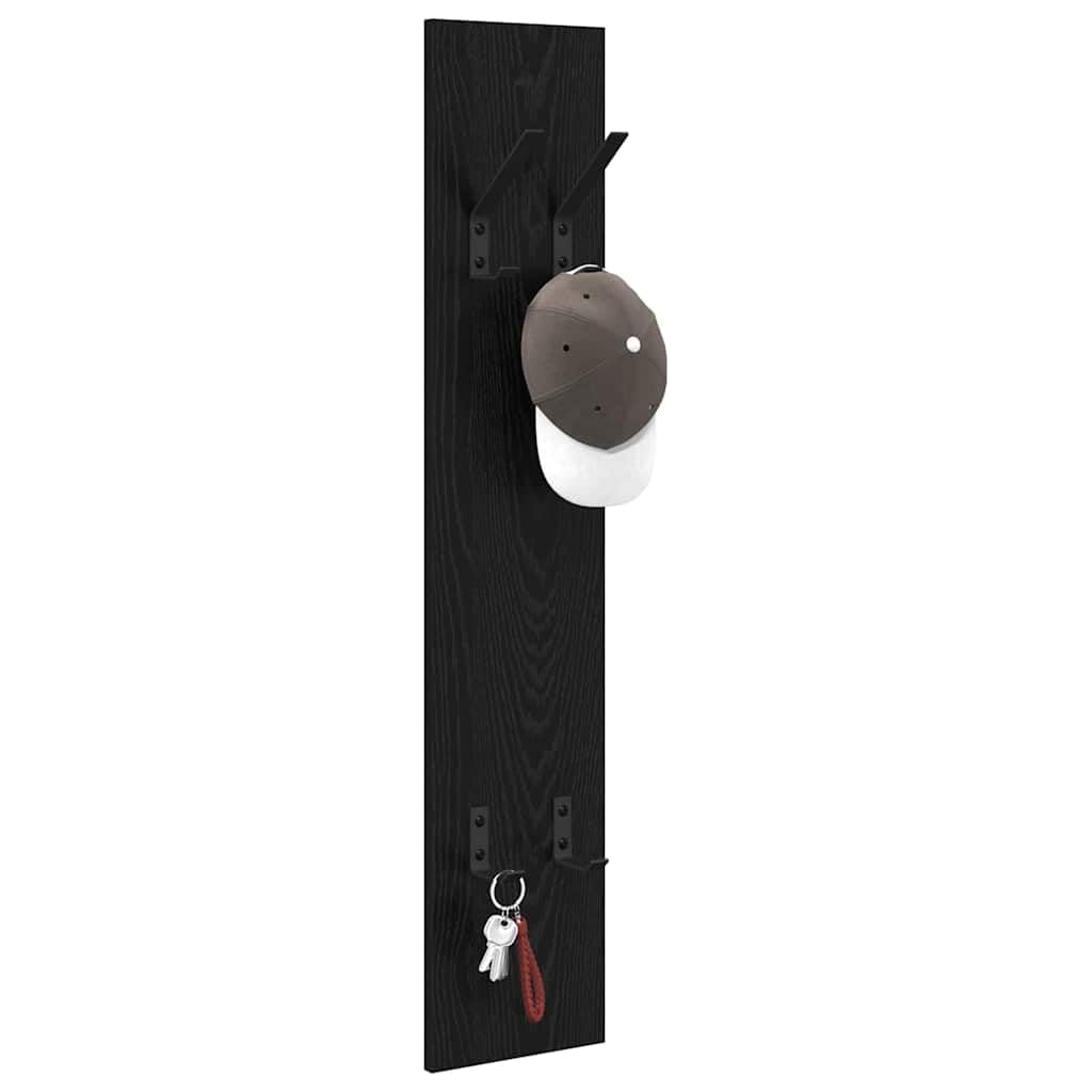 vidaXL Appendiabiti a muro A parete Rovere Nero 20 x 1,5 x 100 cm