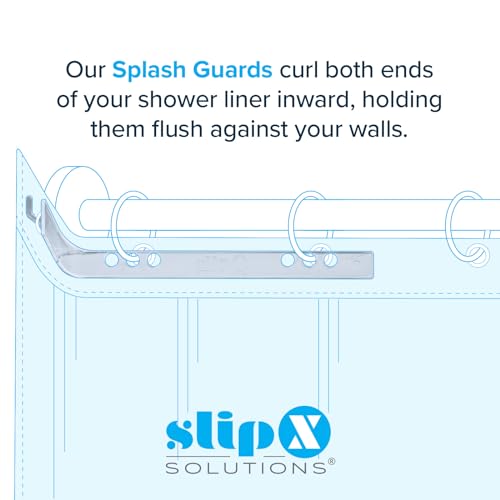 SlipX Solutions Shower Curtain Splash Guards Holds Liner to Wall to Keep Water Inside Your Shower
