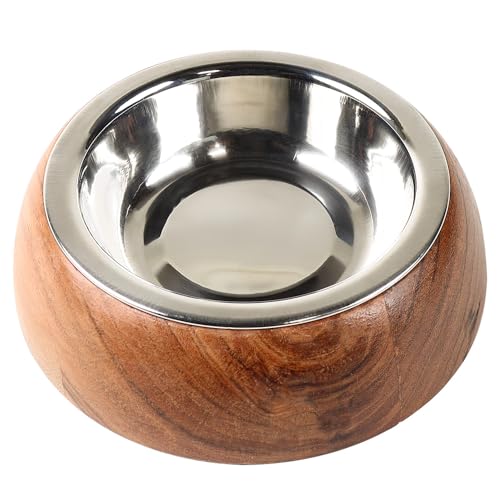 Sellys-Den-Wood-Belly-Bowl-with-Stainless-Steel-Insert-Rustic-Non-Slip-Durable-Rust-Resistant-Pet-Food-Water-Dish-BPA-Free-Rubber-Base-6-Oz Selly’s Den Wood Belly Bowl with Stainless Steel Insert, Rustic, Non-Slip, Durable, Rust Resistant Pet Food & Water Dish, BPA Free Rubber Base (6 Oz) - Image 1