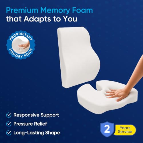FOVERA Back Support for Office Chair & Coccyx Seat Cushion for Tailbone - Orthopedic Memory Foam Sitting Cushion Combo - Relieves Back, Sciatica, Hip, Seat Bone Pain - for Office & Home Chair - Image 6