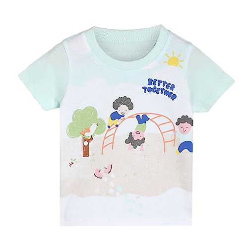 Image of miniklub Baby Round Neck Short Sleeve Knitted Cotton T-Shirt (White Color)