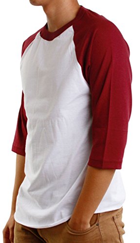 Hat and Beyond Camisetas masculinas de beisebol raglã manga 3/4 casual algodão P-3GG Jersey 1KSA0001
