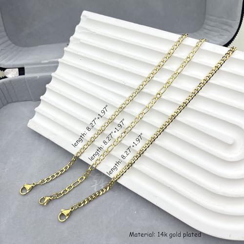 Image of Silver Ankle Bracelets for Women Waterproof Stainless Steel Anklet Adjustable Layered Cuban Silver Anklets Set Summer Beach Foot Jewelry Gift