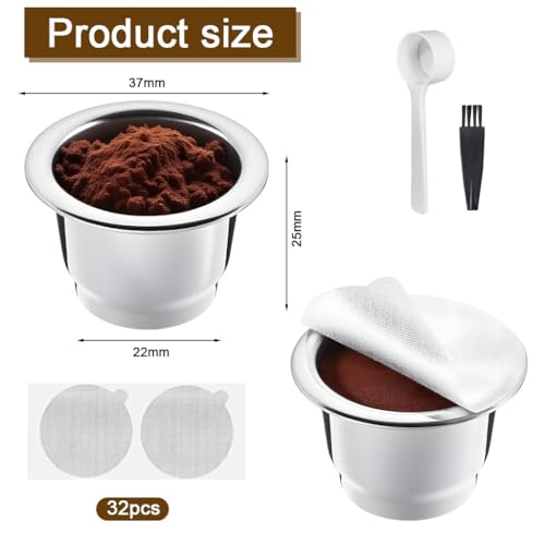 Image of Supvox 2Pcs Reusable Stainless Steel Coffee Pods Compatible with Nespresso