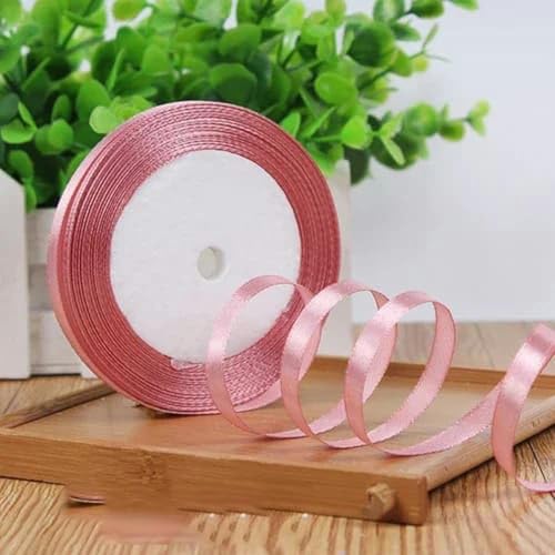 Cintas de satén de seda de 25 yardas y 6 mm para manualidades, lazos, envolturas hechas a mano, fiestas, Navidad, bodas, accesorios artificiales decorativos, pasta de frijoles en polvo, cinta de sat