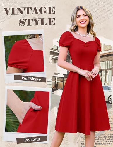 Image of Wedtrend Women's 1950s Dresses With Sleeve 40s Tea Party Dresses Cocktail Dress Swing Vintage Dress