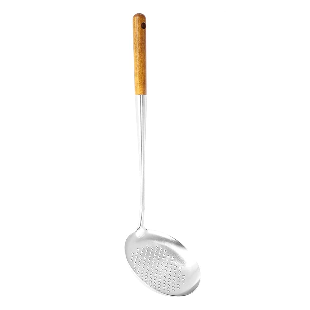 Oikabio Skimmer Ladle, 17 Inch Wok Spatula, Stainless Steel Strainer