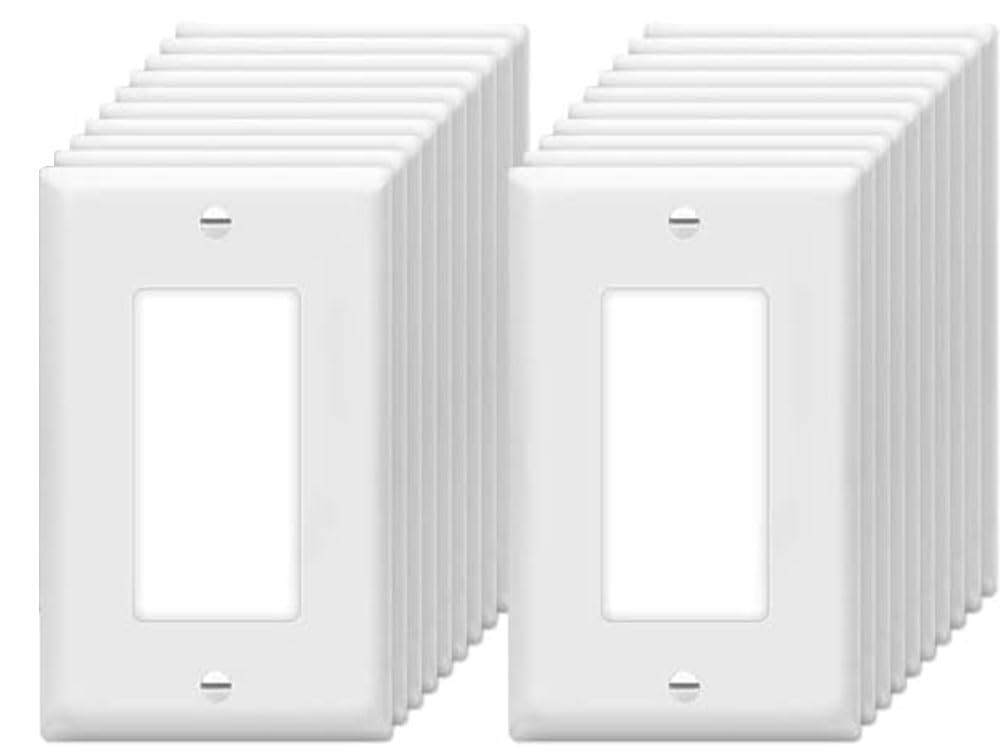 Decorator Wall Plates 1-Gang Switch Outlet Electrical Cover Plate Unbreakable Thermoplastic Faceplate for Light Receptacle Outlet Switch, White (20 Pack)