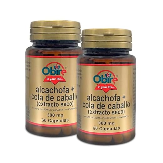 Obire | Alcachofa + Cola de caballo 430 mg | Ayuda Molestias Digestivas, Reducir la Glucosa en Sangre y el Estreñimiento | Acción Antioxidante y Diurética | 60 Cápsulas (Pack 2 unidades)