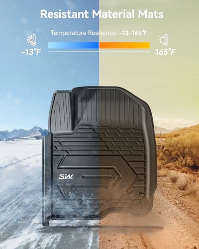 Image of 3W Floor Mats Fit for 2019-2026 Chevy Silverado /GMC Sierra Denali 1500 | 2020-2026 GMC Sierra 2500 /3500 HD Crew Cab, TPE All-Weather Floor Liner, Fit for 2nd Row with Factory Carpeted Storage