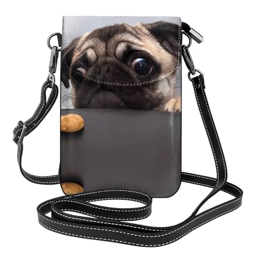 Sac à bandoulière imprimé carlin chic, finitions élégantes