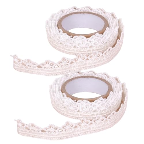 Selbstklebende Spitze, 2 Rollen, Spitzenband Selbstklebend Dekoband Spitze Band Bordüre Selbstklebend Bänder, Spitzenband im Vintage-Stil, für Handwerk, Hochzeit, Dekoration, Scrapbooking, 1.8cm*1m