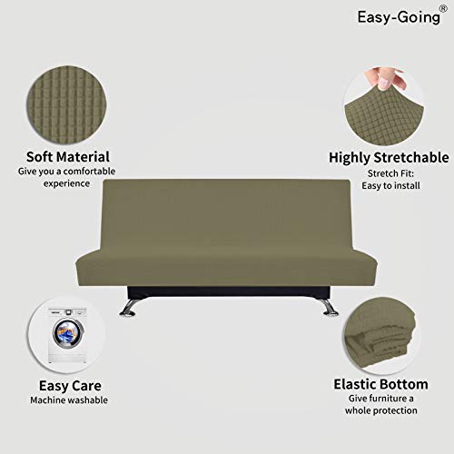 Image of Easy-Going Stretch Large Futon Slipcover Armless Futon Cover Khaki