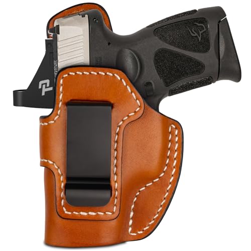 Premium IWB Leather Holster for Taurus G3C/G2C/G2S/Millennium G2 PT111/PT140, Optic-Ready Concealed Carry Holster, Steel Clip Fits 1.75' Belt, Inside Waistband, Classic Brown, Left Hand