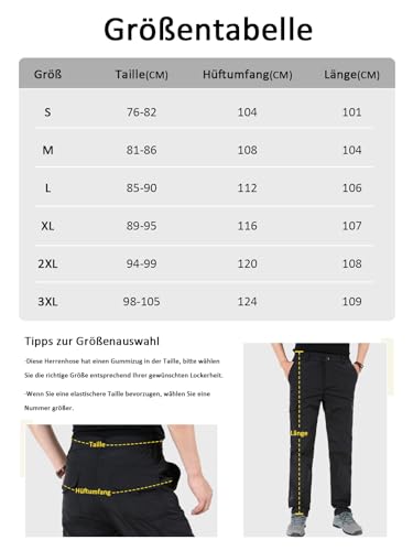 Aotoyou Wanderhose Herren Hose Wasserdicht Cargohose Schnelltrocknend Outdoorhose Softshellhose Trekkinghose Funktionshose Männer mit 6 Taschen, Army Grün M