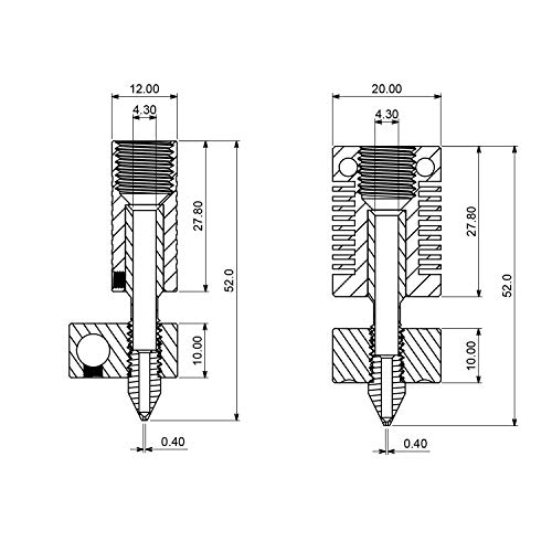 3 PCS 3D Printer Extruder Hotend with 9 PCS .4MM MK8 Nozzles Suitable for CR-10, CR10, CR10S, Ender 3, Ender 3 pro, Ender 5