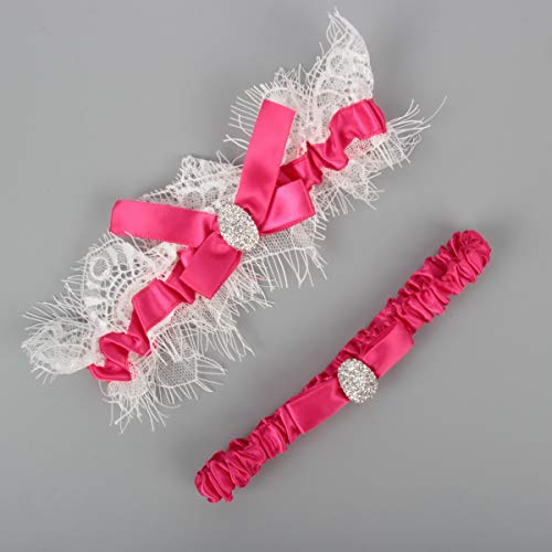 Image of White Lace Wedding Garters Bridal Garter Set for Women Bride Garters With something Blue