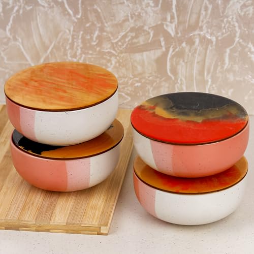 The Earth Store Multipurpose TT Pink Matte Marble Snack Bowl with Coasters for Serving | Bowls Set with Lid for Kitchen | Dishwasher & Microwave Safe | Mixing Bowl for Snacks | 500ml Set of 4 (B0DDPW9SN1) Amazon Price History, Amazon Price Tracker