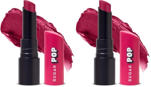 Image of SUGAR POP Ultrastay Transferproof Lipstick | 100% Transferproof | Waterproof Matte Lipstick | Vitamin E | 4 gm - 12 Berry Burst (Pack of 2)