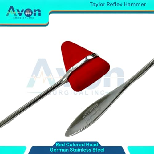 Reflex Testing Percussion Taylor Hammer, Red Head, German Stainless Steel Ergonomic Handle - Neuro Diagnostics Examination (2)