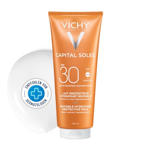 Vichy Ideal Soleil Sonnen-Fluid mit LSF 30, Mattierende Sonnencreme fürs Gesicht, Mit Anti-Glanz-Effekt, Hoher Schutz gegen UV-Strahlung, Für normale bis Mischhaut, 50 ml