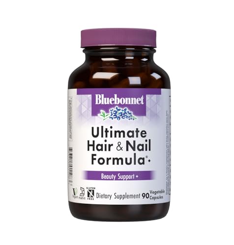 BlueBonnet Nutrition Ultimate Hair and Nail Formula, Vitamins, Minerals, Specialty Nutrients for Beauty Within, Gluten-Free, Kosher-Certified, Dairy-Free, Vegan, 90 Vegetable Capsules, 30 Servings, White BlueBonnet Nutrition Ultimate Hair and Nail Formula, Vitamins, Minerals, Specialty Nutrients for Beauty Within, Gluten-Free, Kosher-Certified, Dairy-Free, Vegan, 90 Vegetable Capsules, 30 Servings, White