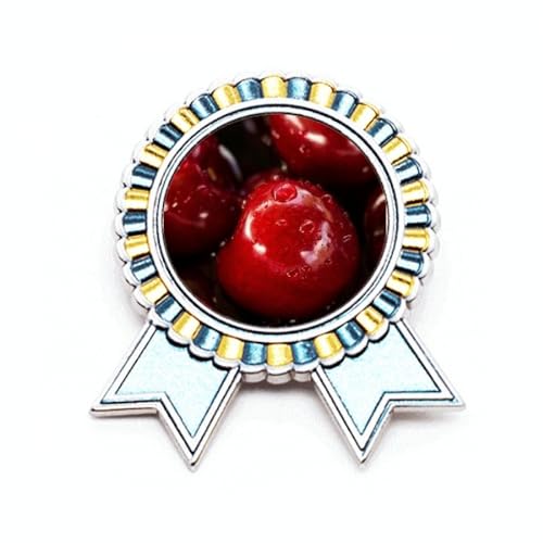 Broche cerise métal motif fruits rouges tempérés taille M pour vêtement