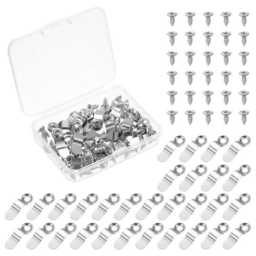 Image of uxcell 50Pcs Picture Frame Turn Button, Frame Backing Fasteners with 50Pcs Screws, Frame Clips Hardware for Hanging Pictures Photos Posters, Silver