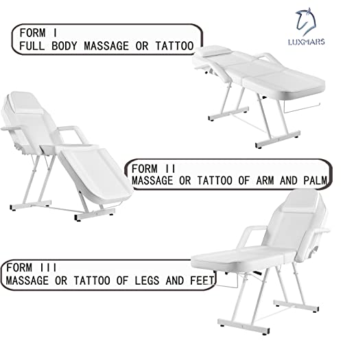 Luxmars Facial Chair, Adjustable Tattoo Chair Salon Bed With Hydraulic Stool Massage Bed For Professional Massage Facial Lash Beauty Treatment Spa, White #TOP6