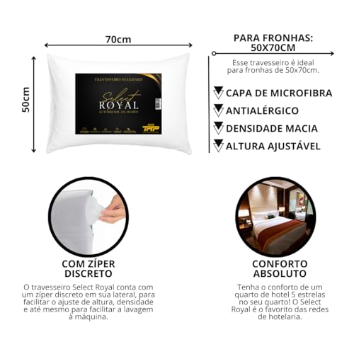 Kit 2 Travesseiros TRP Imports Select Royal Toque de Plumas Antialérgico Linha Hotel