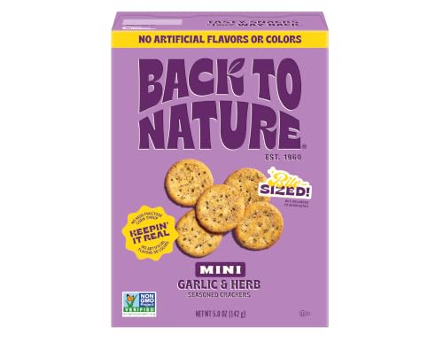 Image of Back to Nature Garlic & Herb Seasoned Mini Crackers, Plant Based Snack, 1pk