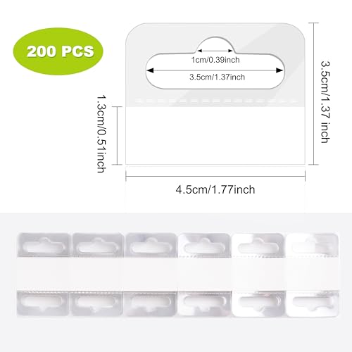 200 Pcs Hang Tabs, Clear Self-Adhesive Hanging Tabs, Heavy Duty Adhesive Hang Tags, Plastic Hang Tags with Slot Hole, Hanging Product Tags for Retail Display, 1.77x1.37 Inches