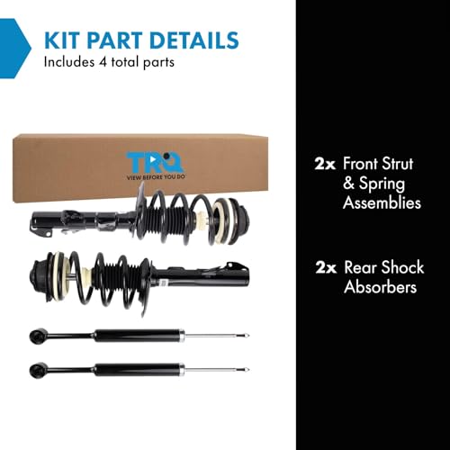 Image of TRQ Front and Rear Complete Strut Assembly & Shock Absorber Kit Complete Strut & Coil Spring Assembly Compatible with 2014-2018 Jeep Cherokee