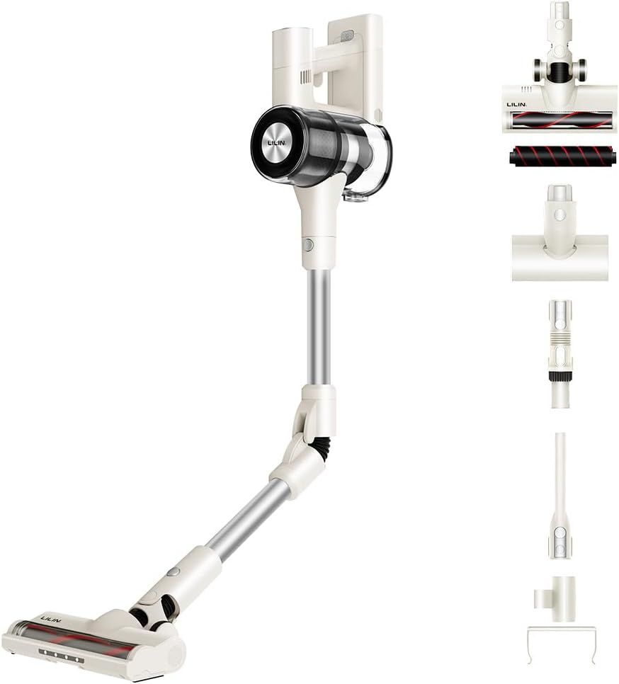 LILIN i7 Aspirador Portátil sem fios Multifunções, Aspirador de pó Vertical leve 55 Minutos 30kPa Sucção Potente, 5 Modos Operação, Tapete, Cama, Sofá, Carro & Pelos de Pet, Do Brasil, Bivolt