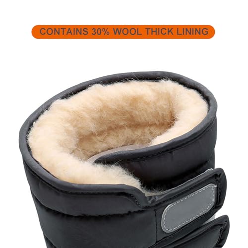 Kids Snow Boots, Boys Girls Winter Warm Cotton Shoes Thickened Fur Lined High Top Waterproof Non Slip Outdoor Walking Boots Short Boots2